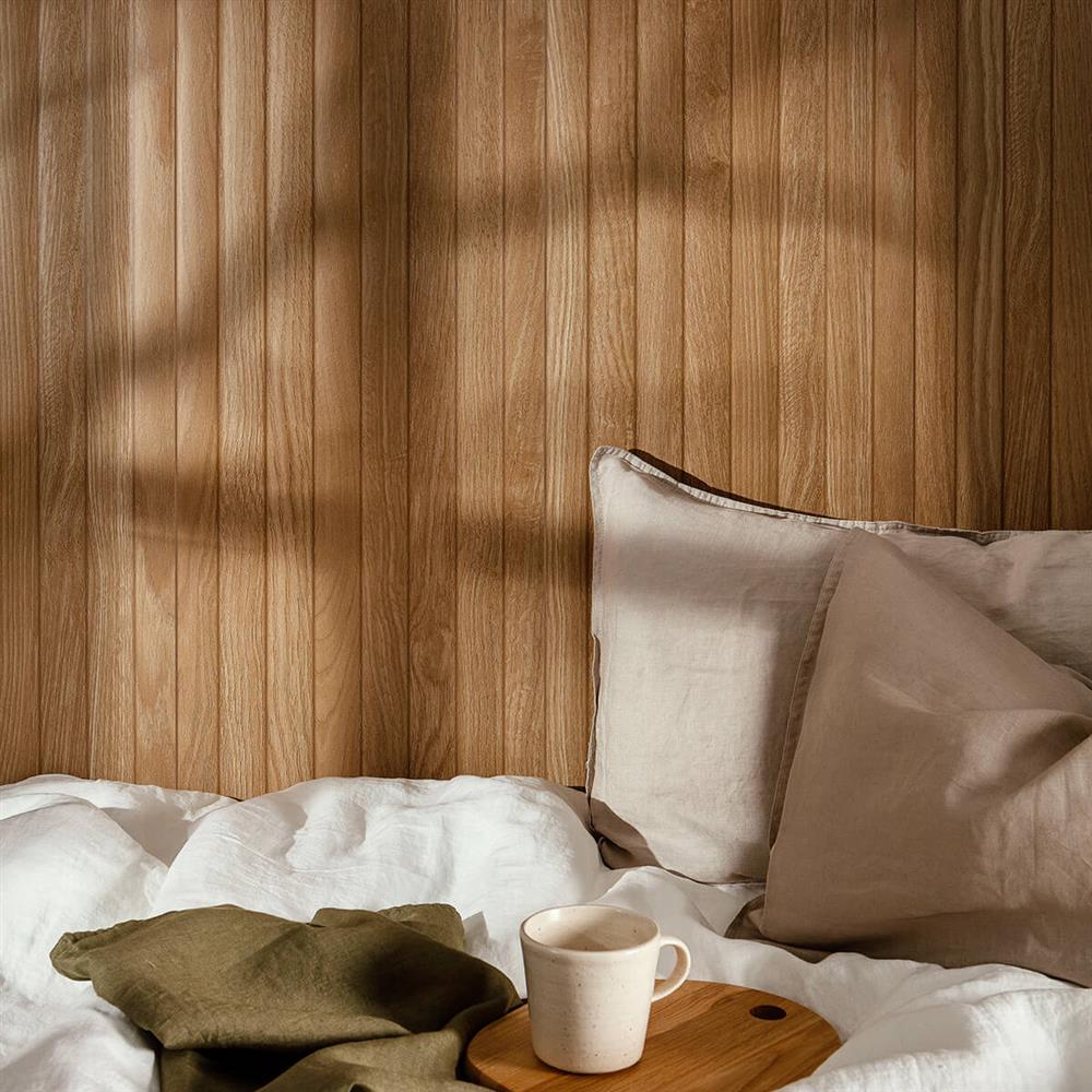 Vertical Deckwood honey ceramic wall tiles